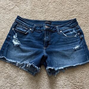 Silver Jeans Dark Blue Distressed Denim Cutoff Shorts
